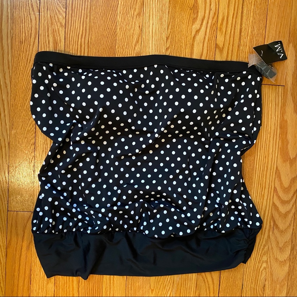 Polka Dot Blouson Strapless Swim Top - Picture 2 of 7